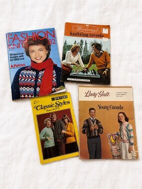 Lot of 4 Vintage Knitting Pattern Books Patons Lady Galt Woolcrest Fashion